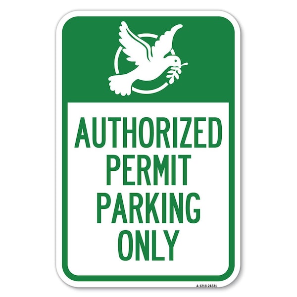 Authorized Church Parking Only With Graphic Heavy-Gauge Alum. Sign, 12" x 18", A-1218-24331